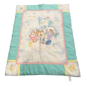 Brushcreek Creative Baby Blanket Quilt Teddy Bear Bunny Moon Stars 1980s Pastel